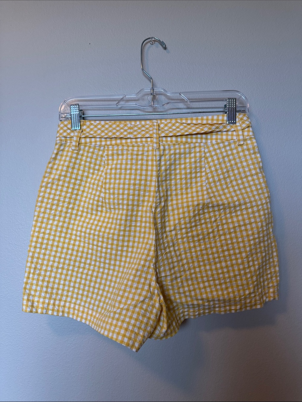 A New Day Yellow and White Gingham Tie-Belt Women’s Shorts - Picture 4 of 6